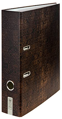 AntikMosaik - Ordner Aktenordner DIN A4 ca. 8 cm breit Motivordner edel Muster Mosaikfliesen-Ornament braun dunkelbraun