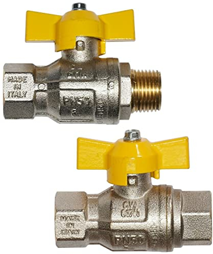 Pneumatik - Hydraulik Groll Gas-Kugelhahn mit Knebelgriff, Messing vernickelt, Kugel: Messing hartverchromt, 1/2 - 1/2 -0,9 - 50 bar, Kugelventil, Gasventil