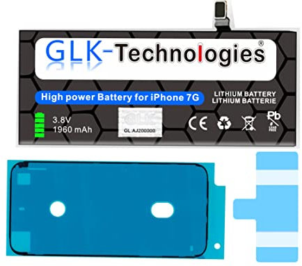 High Power Replacement Battery Compatible with iPhone 7 APN A1660 A1778 A1779 GLK-Technologies Battery 1960 mAh Battery Includes 2 x Adhesive Tape Sets