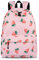 JIANLINST Mädchen Schulrucksack Jungen Teenager Schultasche Wasserdicht Nylon Rucksack Damen Schulranzen Freizeitrucksack Laptop Tasche Erdbeere