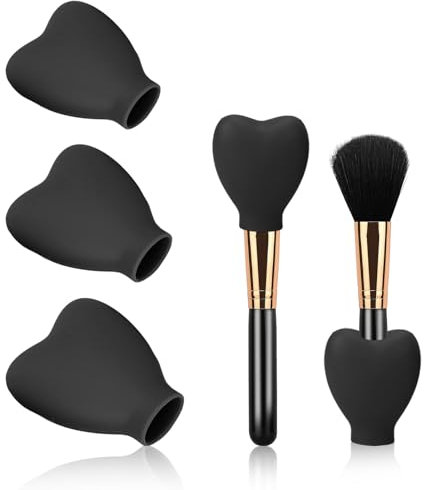 3Pcs Makeup Brush Cover, Silicone Brush Organizer Case Dustproof Brush Protector Reusable Brush Holders for Travel Cosmetic Brush Guard Blusher Brush Covers for Makeup Lovers and Wife(Black)