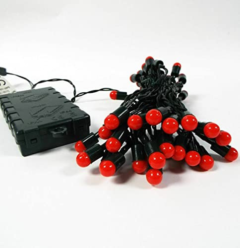 50 100 200 LED Battery Operated Red Berry Ball Fairy String Lights ON/Off/Flash Functions Green Wire Indoor/Outdoor Christmas Festive Xmas Wedding Parties (4.9m - 50 LED)