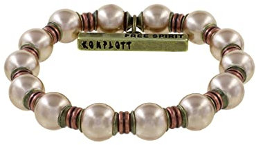 Konplott: Armband Free Spirit size S brown, flexibles Armband mit Perlen und gekordelten Zwischenelementen, altrosa, für Damen/Frauen