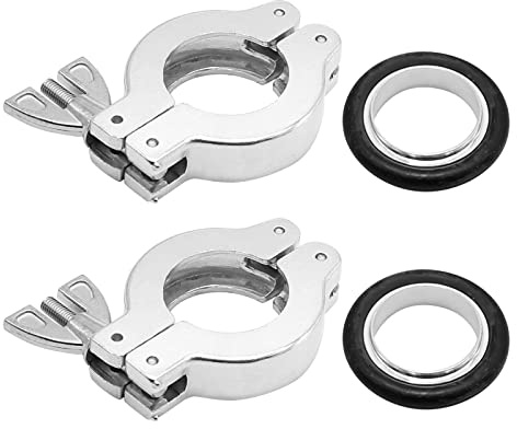 2 Pcs KF25 Aluminium Wing Nut Hinge Clamp w/Aluminum Centering Ring KF25 with FKM Viton Quick Clamps O-Ring