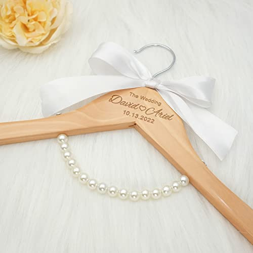 Personalisierte Braut-Kleiderbügel, Premium-weiße Holz-Kleiderbügel für Hochzeitskleid, Brautjungfernkleider, Brautparty, individueller Name, Hochzeitsgeschenk, Brautjungfern-Kleiderbügel (weiße