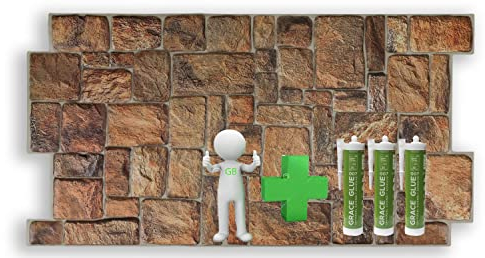 Grace Baltic - Paneles de pared 3D para decoración de pared interior, no adhesivos, finos y elásticos, de PVC (10 piezas + 3 tubos de pegamento)