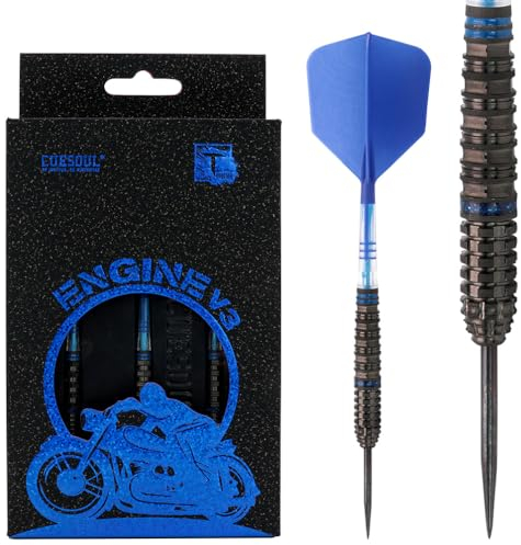 CUESOUL Engine V3 22g Stahlspitze, 90% Wolfram-Dart-Set mit Ölfarbe und vereinheitlichendem ROST T19 Carbon Flight