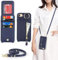 Zouzt for iPhone SE 2022/2020/3rd/2rd / iPhone 8/7 4.7 Inch Case with Cord and Card Holde, Zipper Wallet Case with Crossbody Lanyard Ring Adjustable Necklace Protective Cover Women - Blue