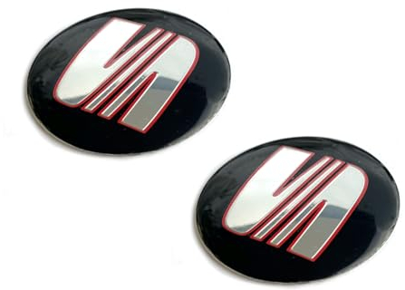 2 Stück 60mm Diameter Aufkleber passend fürSeat-Auto Style mit Logo. Für Auto Tuning, Nabenkappen, Abdeckkappen usw. Sticker mit Emblem. Mit einem transparenten Silikonschutz (2St.ST. 60mm)