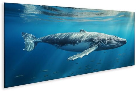 islandburner Bild auf Leinwand Baby Buckelwal Spielt Nahe Der Oberfläche Blaues Wasser Bilder Wandbilder Poster