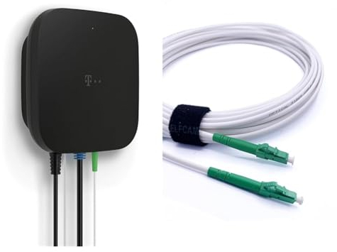 Telekom Glasfaser Modem 2 & Elfcam® - LWL Glasfaser-Kabel LC/APC auf LC/APC Stecker, Simplex 9/125μm Patchkabel, Lichtwellenleiter LSZH, Weiß, 15 Meter