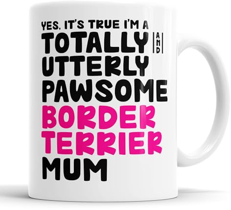Faithful Prints Pawsome Dog Mug | Dog Cups | Dog Mum Mugs | Dog Dad Cup | Pawsome Mum | Pawsome Dad (Mum, Border Terrier)