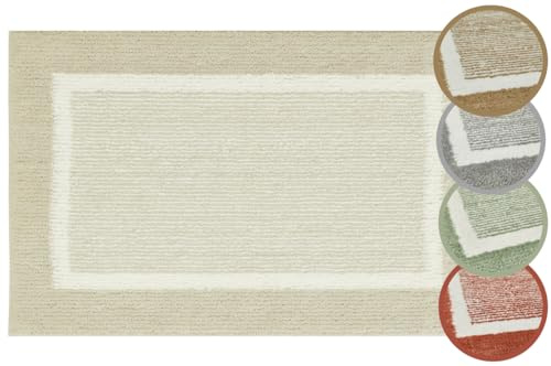 andiamo Badematte rutschfest Maui - Badezimmerteppich weich und flauschig - Duschvorleger für Badezimmer Badteppich rutschfest waschbar Set 40 x 60 cm + 60 x 100 cm Beige