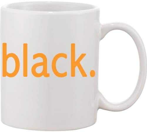 Black Written in Orange Ceramic Mug White