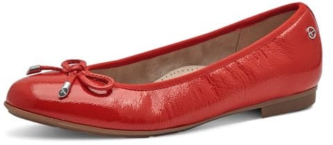 Tamaris Comfort Damen Ballerinas aus Leder mit Schleife, Rot (Red Patent), 37 EU
