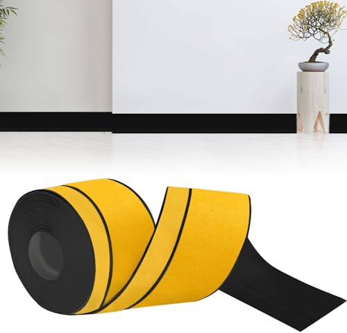 bechoanigel Sockelleiste Selbstklebend, 50mm x 20mm x 24m Weichsockelleiste Selbstklebend PVC Winkelleiste selbstklebend, Sockelleisten Flexibel für Küche und Bad Geeignet(Schwarz)