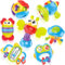 MOONTOY 7PCS Baby Rassel Beissring Set Baby Spielzeug ab 0 1 2 3 4 5 6 7 8 9 10 11 12 Monate Babyspielzeug 0-6 Monate Babyrassel BeißSpielzeug Zahnungshilfe Greifspielzeug Neugeborene Knisterspielzeug