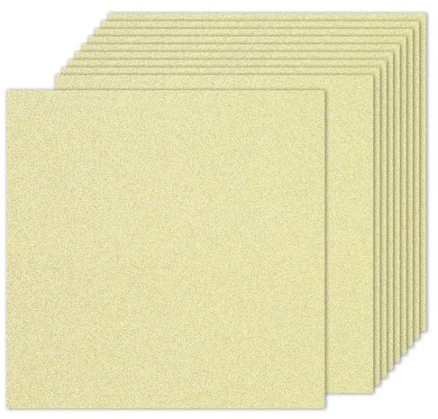 PATIKIL 10 Blatt Kartonpapier Quadratisch 250g - 30,5 x 30,5 cm - Dickes Bastelkarton zum Basteln Hochzeit Karton Glitzer Papier Stanzen DIY Deko Bastelpapier Bedruckbar, Helles Gold