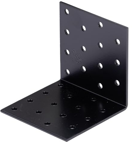 Alberts 824907 Lochplattenwinkel - schwarz - kunststoffbeschichtet - 80 x 80 x 80 x 2,5 mm | 25er Set