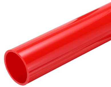 sourcing map Tube rond rigide en PVC de 4,1 cm (DI x DE x DE x L) 35,2 mm x 40 mm DE DE x 500 mm - Rouge - Résistant aux impacts pour tuyaux d'eau, travaux manuels, décoration, manchon de câble