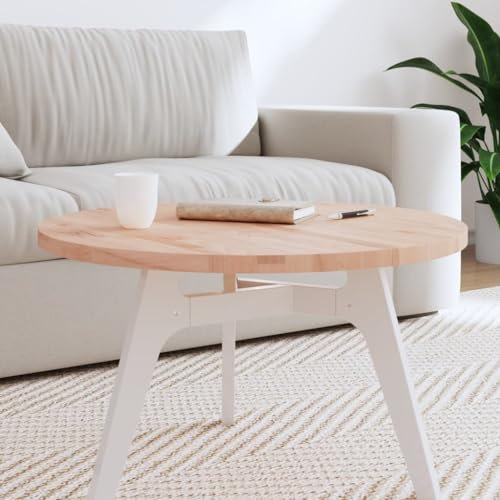 NQJIBUE Tischzubehör Tischplatte Ø70x2,5cm rund Massivholz Buche Tischplatten
