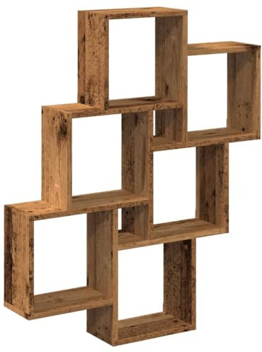 vidaXL Würfelregal, Wandregal mit Stauraum, Hängeregal Schweberegal für Wohnzimmer, Deko Regal Bücherregal Wandmontage, Altholz-Optik Holzwerkstoff