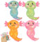 4 Stück Axolotl Spielzeug, Axolotl Squeeze Spielzeug, Süßes Cartoon-Glitzernder Squishy Toy, Squeeze Toys für Kinder und Erwachsene zum Stressabbau Entspannendes Sensorisches, für Partys, Geburtstage