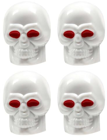 Reifenventilkappen, 4 Stück, Totenkopf-Ventilschaftkappen, coole Autoreifen-Schäfte, Universal-Reifen-Staubabdeckungen, Universal-Rad-Reifenventile, Luft-Reifenabdeckung, Ventilkappen, Auto-Zubehör