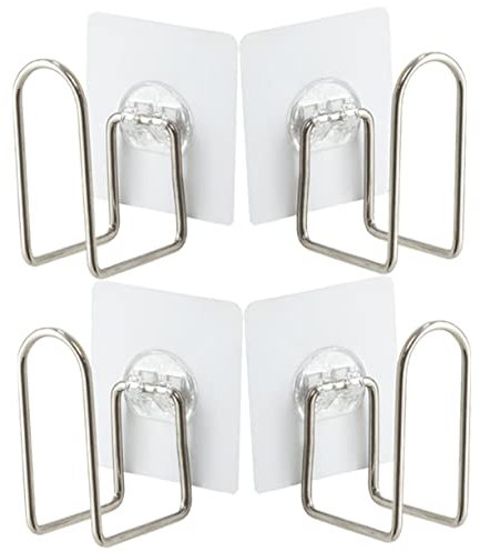 CRILSTYLEO 4 Stück Edelstahl Topf deckel Geschirrtuchhaken Streifen Haken Gestell küchenhelfee kitchen utensil holder pfannenwender wandmontierter Deckelhalter Aufbewahrungsregal mit Deckel