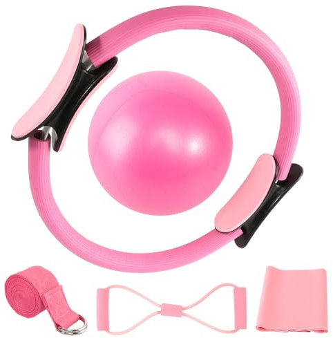 Pilates Set für Zuhause Pilates Essential Kit für Frauen mit Pilates Ball 25 cm Pilates Ring Yogagurt 2 Pilates Resistance Band, Pilates Zubehör Set Home Pilates Kit Gymnastik Pilates Equipment (Rosa)