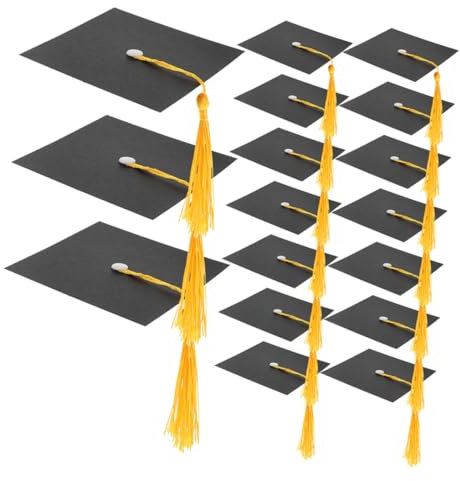 LIFKOME 50set Mini Graduation Cap Toppers of Chocolate and Candy Decorations for Graduation Cakes Party Centerpieces and Wine Bottle Ornaments Unique Hat Design