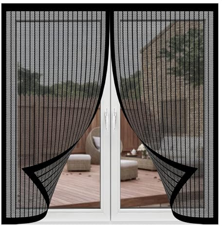 Mosquitera Ventana Extensible 210 x 115 cm sin Taladrar Cortina Protección Contra Insectos Entre Aire Fresco, Mantiene Insectos para Marco de Ventanas, Negro
