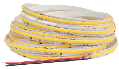 TOPXCDZ - Striscia LED COB da 220 V, flessibile, Smart IC, senza necessità di driver, ad alta luminosità, 296 LED, illuminazione lineare RA90, 4000 K, bianco naturale, 10 m