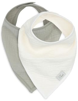 Jollein Sabberlätzchen Baby - Bandana - Hydrophil, Olive Green/Oatmeal - 2er Pack - 100% Baumwolle - Mit Klettverschluss - Babylatz - Lätzchen Baby