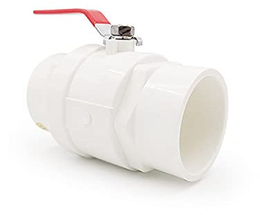 GFOLGDWR 1/2 3/4 1 2 Zoll Zweiwege-PVC-Kugelhahn, 20/25/32/40/50/63/75 mm Innendurchmesser, absperrbarer Durchflussregler, roter Rutschfester Griff(20mm 2Pcs)