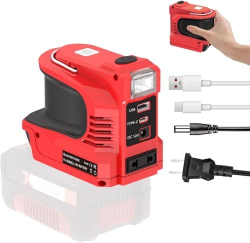 220W-Netzteil-Wechselrichter für Einhell 18V-Akku, DC 18 V auf AC 220 V Wechselrichter-Generator, USB-Stromquellenadapter für Einhell Power X-Change mit DC Port & LED-Licht & AC-Steckdose (ohne Akku)