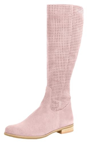 Eleganti stivaletti da donna morbidi con perforazione traspirante, comodi tacco piatto per eleganti stivali invernali da donna foderati, stivali invernali caldi, Colore: rosa., 35 EU