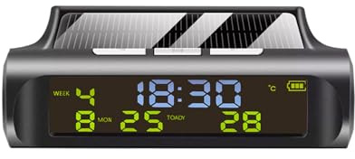ibasenice Solar Digital Car Clock Thermometer Dashboard Temperature Monitor | Solar powered, ABS material, wireless design, real-time temperature, fits automotive