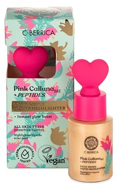 Natura Siberica C‑Berrica Pink Calluna Gold Shine Liquid Highlighter 30 ml – flüssiger Highlighter mit goldigem Schimmer, strahlender Glow, langanhaltend, leichte Textur, für alle Hauttypen