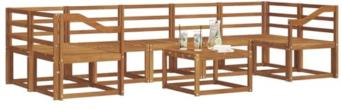 vidaXL Outdoor-Sofagarnitur 8 pcs Natur Massivholz Akazie, Akazienholz Outdoormöbel, modernes Gartensatz, modulare Sitze, Flexible Lounge für die Terrasse