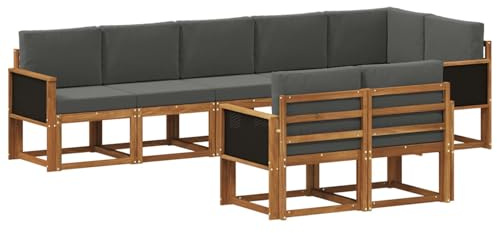 vidaXL Outdoor-Sofagarnitur 8 pcs Natur und Anthrazit Polyester, Moderne Sofa für draußen, Gartenmöbel-Set, wetterfest, gemütliche Terrassen-Lounge