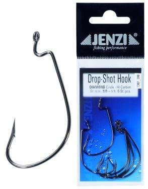 Jenzi Drop Shot Haken Typ Circel Größe 3/0 Titan,mittellanger Schenkel
