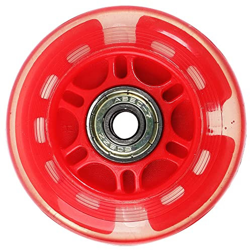 uxcell 70 mm Inline-Skate-Räder mit ABEC-7, 608ZZ-Kugellager, beleuchtete Inline-Skate-Räder, LED-Blitz, blinkender Inline-Skate-Ersatzräder für Jugendliche (1 Pack), Rot