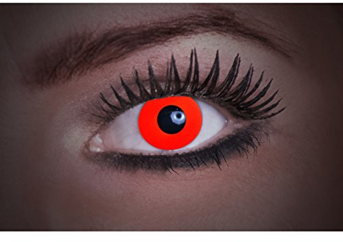 Eyecatcher Flash Red Color Fun, farbige UV-Kontaktlinsen / Motivlinsen, leuchten bei Schwarzlicht, 1er Pack (1 x 2 Stück)