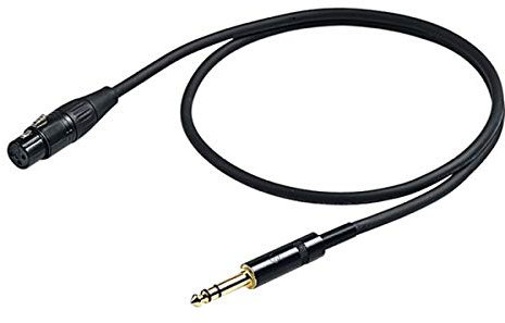 PROEL CHL210LU3 - Cavo audio con connettori Jack Dritto Maschio Stereo 6.3mm a Cannon XLR F, da 3mt, guaina nera.