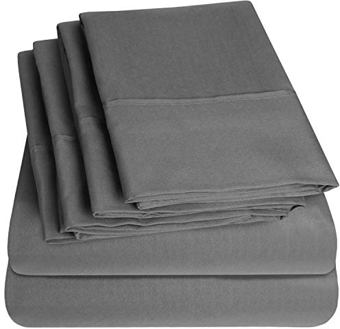 King Size Bed Sheets - 6 Piece 1500 Supreme Collection Fine Brushed Microfiber Deep Pocket King Sheet Set Bedding - 2 Extra Pillow Cases, Great Value, King, Gray