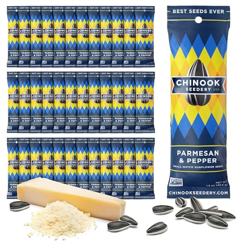 Chinook Seedery Sunflower Seeds to Eat - Parmesan & Pepper - 1.5 oz 36 Pack
