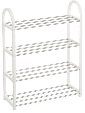 LOLAhome Mueble Zapatero de 4 baldas de plástico Blanco Moderno para Dormitorio Basic