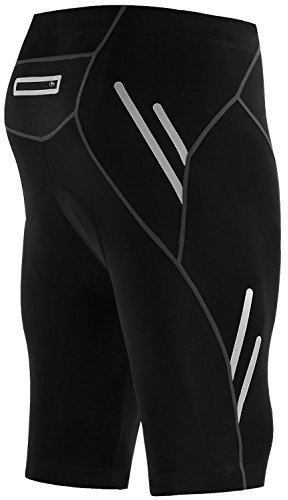 Mr.Stream Herren Fahrradhose kurz Radunterhose Gepolstert Sitzpolster Radlerhose Atmungsaktiv Fahrradunterhose Reflektierende Kompressionshose Tights Hosen Fahrradshorts M Black