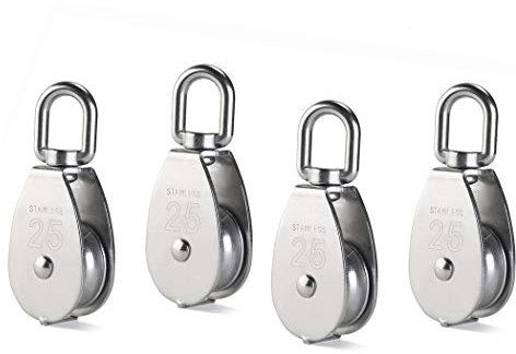 4 M25 Einzel Pulley Block, creatiee 304 Edelstahl Riemenscheibe Roller, Crane Swivel Haken glatten Draht Seil Kabel Laden 331lbs/150 kg